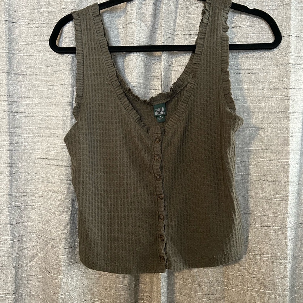 wild fable Olive Waffle-Knit Button Front Tank